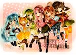  aqua_eyes aqua_hair blonde_hair bow brown_eyes brown_hair green_eyes green_hair gumi happy_synthesizer_(vocaloid) hatsune_miku kagamine_rin long_hair megurine_luka meiko miki_(vocaloid) pink_eyes pink_hair red_hair twintails vocaloid yuucho 