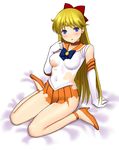  :o aino_minako arm_support bishoujo_senshi_sailor_moon blonde_hair blue_eyes bow breasts choker earrings elbow_gloves fukurokouji full_body gloves half_updo high_heels impossible_clothes jewelry long_hair looking_at_viewer magical_girl navel orange_choker orange_sailor_collar orange_skirt red_bow revealing_cutout sailor_collar sailor_senshi_uniform sailor_venus shoes simple_background sitting skirt solo strappy_heels tiara torn_clothes wariza white_background white_gloves 