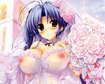  blush flowers kamikaze_explorer long_hair nipples okihara_kotoha oshiki_hitoshi see_through wedding_dress 