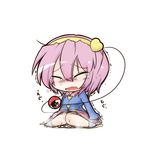  blush chibi closed_eyes crying dekasudachin hair_between_eyes hairband heart komeiji_satori open_mouth pee peeing peeing_self pink_hair shirt short_hair sitting skirt solo tears third_eye touhou trembling wavy_mouth 