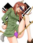  animal_ears arms_behind_back bdsm blindfold blush bondage bound bound_leg bound_wrists brown_hair crotch_rope dog_ears dog_tail gag gagged improvised_gag leg_up long_hair military military_uniform minna-dietlinde_wilcke panties predicament_bondage rope rope_walking solo strike_witches sweatdrop tail tape tape_gag underwear uniform world_witches_series yamija 