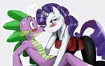  &hearts; 2011 blue_eyes blush dragon equine female friendship_is_magic green_eyes horn horse looking_at_each_other male my_little_pony pony purple_hair rarity_(mlp) spike_(mlp) sssonic2 unicorn 