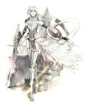  armor boots breastplate elbow_gloves feathers final_fantasy final_fantasy_xiii final_fantasy_xiii-2 gloves gunblade highres lightning_farron long_hair official_art pink_hair shield solo sword thighhighs weapon 