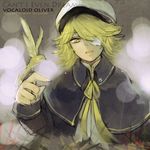  bird blonde_hair blurry bokeh depth_of_field eyepatch hat highres james_(vocaloid) male_focus neikusa oliver_(vocaloid) one_eye_covered open_mouth sailor_hat solo vocaloid yellow_eyes 