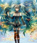  aqua_eyes aqua_hair bad_id bad_pixiv_id bubble detached_sleeves fish floating_hair hatsune_miku long_hair looking_at_viewer open_mouth skirt solo thighhighs tsukioka_tsukiho twintails underwater very_long_hair vocaloid 