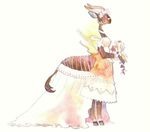  flower honnomusi323 hooves horn mixed_media pencil_(art) taur traditional_media unknown_species veil watercolor_(art) watercolour wedding wedding_gown 