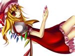  baisi_shaonian blonde_hair flandre_scarlet hat highres red_eyes solo touhou wings 