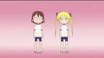  animated animated_gif blonde_hair brown_hair dancing ending gym_uniform jamila_pose kill_me_baby kill_me_dance lowres multiple_girls non-web_source o_o oribe_yasuna screencap short_hair sonya_(kill_me_baby) twintails 