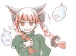  animal_ears bad_id bad_pixiv_id braid cat_ears digital_(digital001) face grin kaenbyou_rin red_eyes red_hair simple_background sketch smile solo spirits touhou twin_braids white_background 