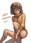  bad_deviantart_id bad_id blue_eyes brown_hair face freckles glasses happy_birthday loose_socks no_pants orange_shirt saimon_ma scooby-doo shirt short_hair sitting socks solo sweater turtleneck velma_dace_dinkley 