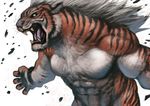  absurd_res angry anthro biceps embosu feline fierceness hi_res male mammal muscles nipples nude roaring shout solo tiger wild 