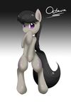  black_hair bow_tie covering cutie_mark equine female friendship_is_magic gradient_background hair horse long_hair looking_at_viewer my_little_pony octavia_(mlp) pony purple_eyes shy smitty_g solo tail 
