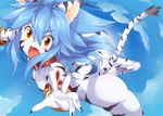  animal_ears bad_id bad_pixiv_id blue_hair borrowed_character cat_ears collar fang furry fuurin_rei open_mouth original slit_pupils solo tail wokashiya yellow_eyes 