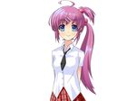  ahoge arms_behind_back blue_eyes little_busters! long_hair necktie purple_hair saigusa_haruka shieri smile solo transparent_background 