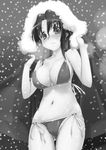  arm_up bikini blush bolze breasts cleavage folded_ponytail hayate_no_gotoku! jacket long_hair maria maria_(hayate_no_gotoku!) navel snow swimsuit 
