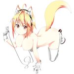  animal_ears bad_id bad_pixiv_id blonde_hair boots breasts cleavage digital_media_player fox_ears fox_tail full_body gloves headphones high_heels ipod jewelry kamata_yuuya large_breasts necklace nipples nude original red_eyes shoes short_hair simple_background solo tail thigh_boots thighhighs white_background white_gloves white_legwear 