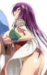  1girl ass blush breast_hold breasts breasts_outside cape censored cum faris_scherwiz final_fantasy final_fantasy_v flat_ass green_eyes headband hetero hima huge_breasts long_hair male_pubic_hair open_mouth paizuri penis pubic_hair purple_hair pussy_juice testicles 