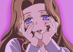  blue_eyes brown_hair code_geass hands_on_own_cheeks hands_on_own_face kyanpin long_hair nunnally_lamperouge open_mouth parody solo yandere yandere_trance 