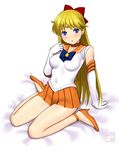  :o aino_minako arm_support bishoujo_senshi_sailor_moon blonde_hair blue_eyes bow choker earrings elbow_gloves fukurokouji full_body gloves half_updo high_heels impossible_clothes jewelry long_hair looking_at_viewer magical_girl navel orange_choker orange_sailor_collar orange_skirt red_bow sailor_collar sailor_senshi_uniform sailor_venus shoes simple_background sitting skirt solo strappy_heels tiara wariza white_background white_gloves 