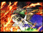  black_hair bow cape caution fire grin hair_bow letterboxed red_eyes reiuji_utsuho smile solo taker_(flamestorm) touhou wings 