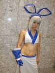  aisui_nao bow cosplay hair_bow majikina_mina midriff photo samurai_spirits_zero silver_hair 