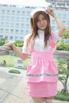  adachi_mikki anna_miller&#039;s anna_miller's apron cosplay photo thigh-highs thighhighs waitress 