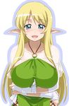  after_sex blush breasts cum elf halterneck large_breasts long_hair pointy_ears solo tiffania_westwood youkan zero_no_tsukaima 