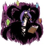  alternate_costume book bow crystal curse_maker floating multiple_girls neru_fia parody patchouli_knowledge pink_bow purple_hair touhou translated 