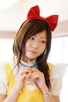  apron bell bell_collar bow collar cosplay hair_bow highres nao photo waitress 