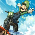  bad_id bad_pixiv_id border dirtbike ground_vehicle luigi mario mario_(series) mario_kart motor_vehicle motorcycle multiple_boys nessie_(kska) super_mario_bros. 