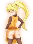  ass bad_anatomy blonde_hair blush cry highres long_hair open_eyes pokemon pussy tears uncensored yellow_(pokemon) yellow_eyes 