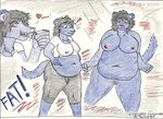  &lt;3 belly belly_grab big_breasts blush breasts clothed clothing comic eating fat_fur female ferret fur growth huge_breasts mammal mustelid nipples nude obese overweight plain_background purple purple_fur pussy solo stuffing surprise surprised weight_gain white_background 