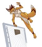  canine chain_link_fence countershading disregarding_notices english_text female fence fox hooligan jumping mammal nude pira plain_background rebel social_anarchy solo text white_background 