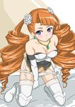  aq_interactive arcana_heart arcana_heart_2 atlus blue_eyes blush breasts cleavage earrings examu garter_belt hair_ornament jewelry long_hair necklace orange_hair petra_johanna_lagerkvist solo thighhighs undressing very_long_hair 