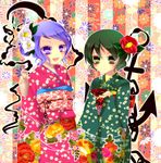  anchor bad_id bad_pixiv_id floral_print flower hair_flower hair_ornament japanese_clothes kaza kimono kumoi_ichirin multiple_girls murasa_minamitsu touhou 