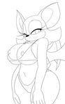  big_breasts bikini breasts clothed clothing female mammal monochrome navel rouge_the_bat sega skimpy smile solo sonic_(series) speeds swimsuit wings 