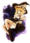  blonde_hair bloomers bow braid curiosities_of_lotus_asia full_body hair_bow hat kirisame_marisa kurona long_hair open_mouth side_braid solo touhou underwear witch_hat yellow_eyes 