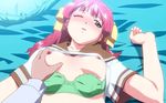  animated animated_gif bed blush bra breasts lingerie lovers nipple_pull nipples osawa_hinako pink_hair underwear 
