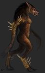  breasts butt canine fangs female foxfeet grey_background horn mammal nude plain_background side_boob side_view solo tail video_games warcraft were werewolf wolf worgen world_of_warcraft 