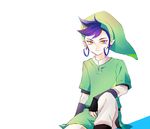  blue_hair cosplay earrings fingerless_gloves gloves hat inazuma_eleven_(series) inazuma_eleven_go jewelry link link_(cosplay) male_focus oohara_takashi pointy_ears seiyuu_connection smile the_legend_of_zelda the_legend_of_zelda:_skyward_sword tsurugi_kyousuke yellow_eyes 