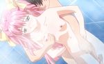  animated animated_gif blush breasts censored fingering fondle handjob long_hair lovers osawa_hinako pink_hair small_breasts smile steam 