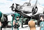  adolf_hitler ahoge aircraft airplane cloud crossover day hatsune_miku ju_52 long_hair military multiple_girls nichijou professor_shinonome real_life real_life_insert rxjx shinonome_nano sky sunglasses vocaloid world_war_ii 