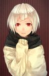  bad_id bad_pixiv_id bob_cut face hokura_ten lips original oversized_clothes red_eyes scarf short_hair sleeves_past_wrists solo sweater white_hair 