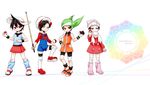  4boys blue_(pokemon)_(cosplay) chibi crossdressing crystal_(pokemon)_(cosplay) diamond_(pokemon) gold_(pokemon) male male_focus multiple_boys odamaki_sapphire_(cosplay) platinum_berlitz_(cosplay) poke_ball pokemon pokemon_(game) pokemon_dppt pokemon_emerald pokemon_firered_and_leafgreen pokemon_heartgold_and_soulsilver pokemon_hgss pokemon_platinum pokemon_rgby pokemon_rse pokemon_special red_(pokemon) ruby_(pokemon) simple_background smile standing 