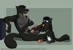  anthro black_fur blue_eyes brothers crocdragon89 cub duo erection fenris fur gay incest male masturbation mutual_masturbation nude penis sibling siblings sitting underwear young 