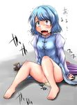  blue_hair blush female misana open_mouth peeing peeing_self tatara_kogasa touhou 