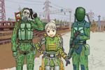  2boys assault_rifle blue_eyes camouflage exoskeleton gloves grey_hair ground_vehicle gun handgun kuso_miso_technique lr_300 multiple_boys ponytail rifle sniper_rifle stalker_(game) train vss_vintorez weapon 