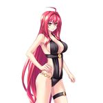  ahoge breasts corticarte_apa_lagranges hair_between_eyes kannatsuki_noboru large_breasts long_hair navel non-web_source older red_eyes red_hair shinkyoku_soukai_polyphonica solo swimsuit thigh_strap transparent_background very_long_hair 