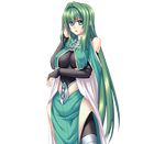  breasts bridal_gauntlets elleinduse_ol_tightrantell green_hair hips kannatsuki_noboru large_breasts long_hair non-web_source shinkyoku_soukai_polyphonica solo transparent_background underboob very_long_hair wide_hips 