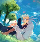  bad_id bad_pixiv_id blue_hair closed_eyes flower grass hair_ornament hakuryuu_(inazuma_eleven) imminent_kiss inazuma_eleven_(series) inazuma_eleven_go long_hair male_focus multicolored_hair multiple_boys red_eyes ricebutton shuu_(inazuma_eleven) sitting tree white_hair yaoi 